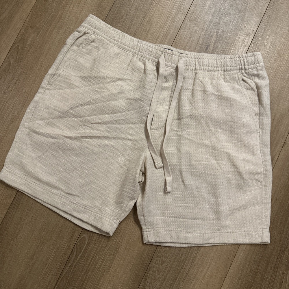 Abercrombie & Fitch Men's Textured Linen Blend Pull On Chino Shorts XL Beige